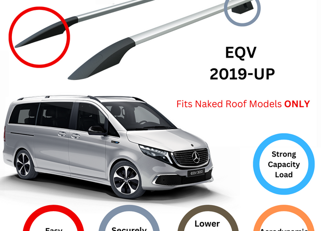 For Mercedes EQV 2019-Up Roof Side Rails Ultimate Style Alu Silver