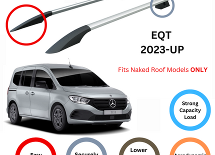 For Mercedes EQT Roof Side Rails Ultimate Style Alu 2023-Up Silver