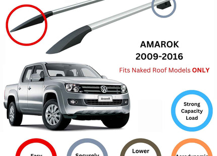 For Volkswagen Amarok 2010-2021 Roof Side Rails and Roof Rack Cross Bar Silver