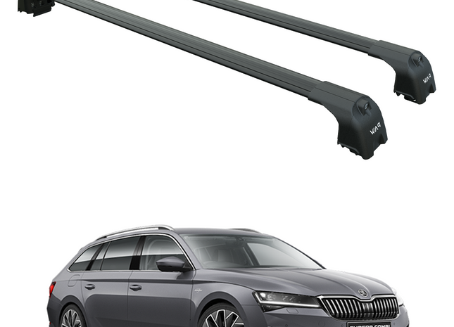For Skoda Superb Estate 2015-2024 Aluminum Roof Rack System Carrier Cross Bars Black