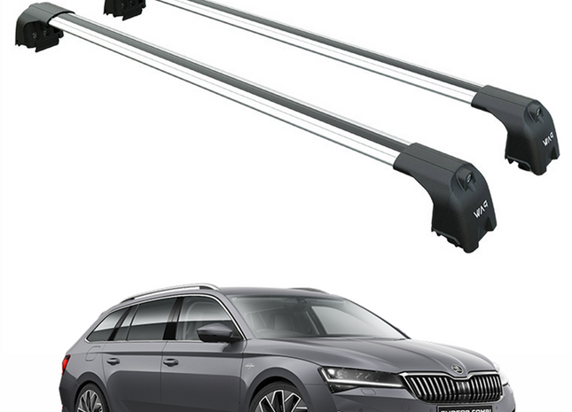 For Skoda Superb Estate 2015-2024 Aluminum Roof Rack System Carrier Cross Bars Silver
