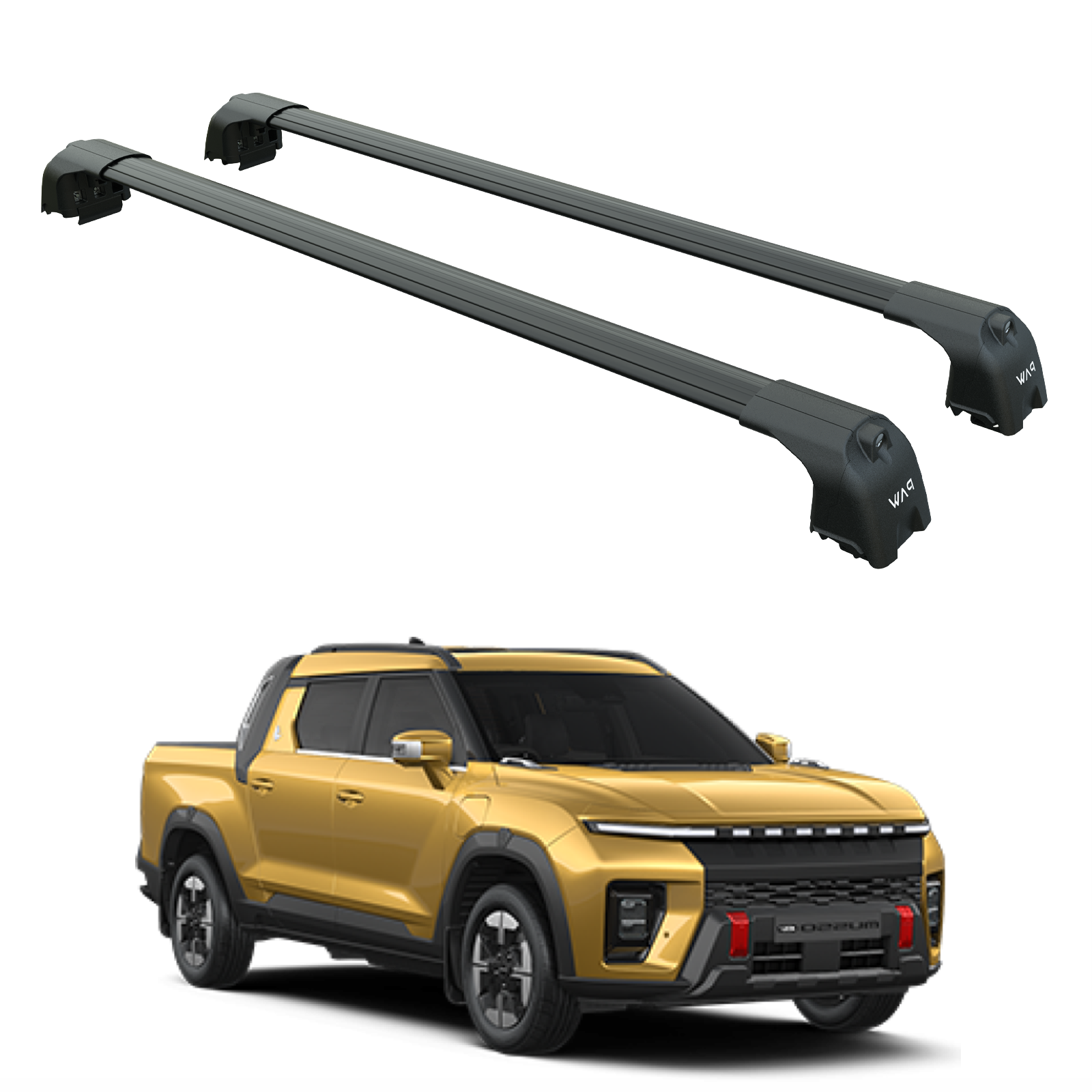 For KGM Musso EV Roof Rack System, Aluminium Cross Bar, Flush Rail, Black