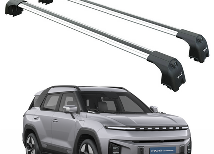 For KGM Torres EVX 2024-2025 Roof Rack System, Aluminium Cross Bar, Flush Rail, Silver