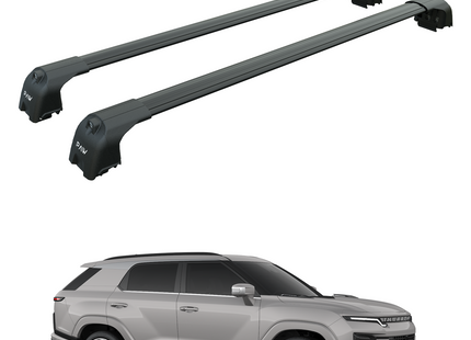 For KGM Actyon 2025-2026 Roof Rack System, Aluminium Cross Bar, Flush Rail, Black