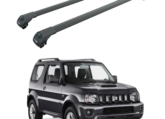 Suzuki Jimny Mk3 1998-2018 Roof Rack Cross Bars Raised Rail, Black