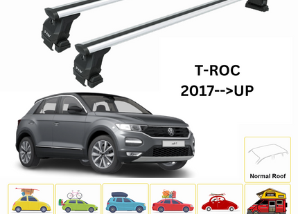 For Volkswagen T-Roc 2017-2025 Roof Rack Cross Bar Normal Roof Alu Silver