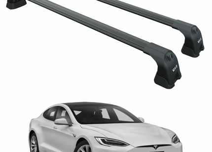 For Tesla Model S (2016-2021) Roof Rack Cross Bars – Metal Bracket Fix Point – Aluminum – Black