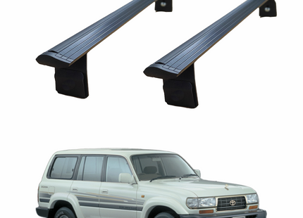 For Toyota Land Cruiser VX 80 Roof Rack Cross Bars Aluminum Rain Gutter Black