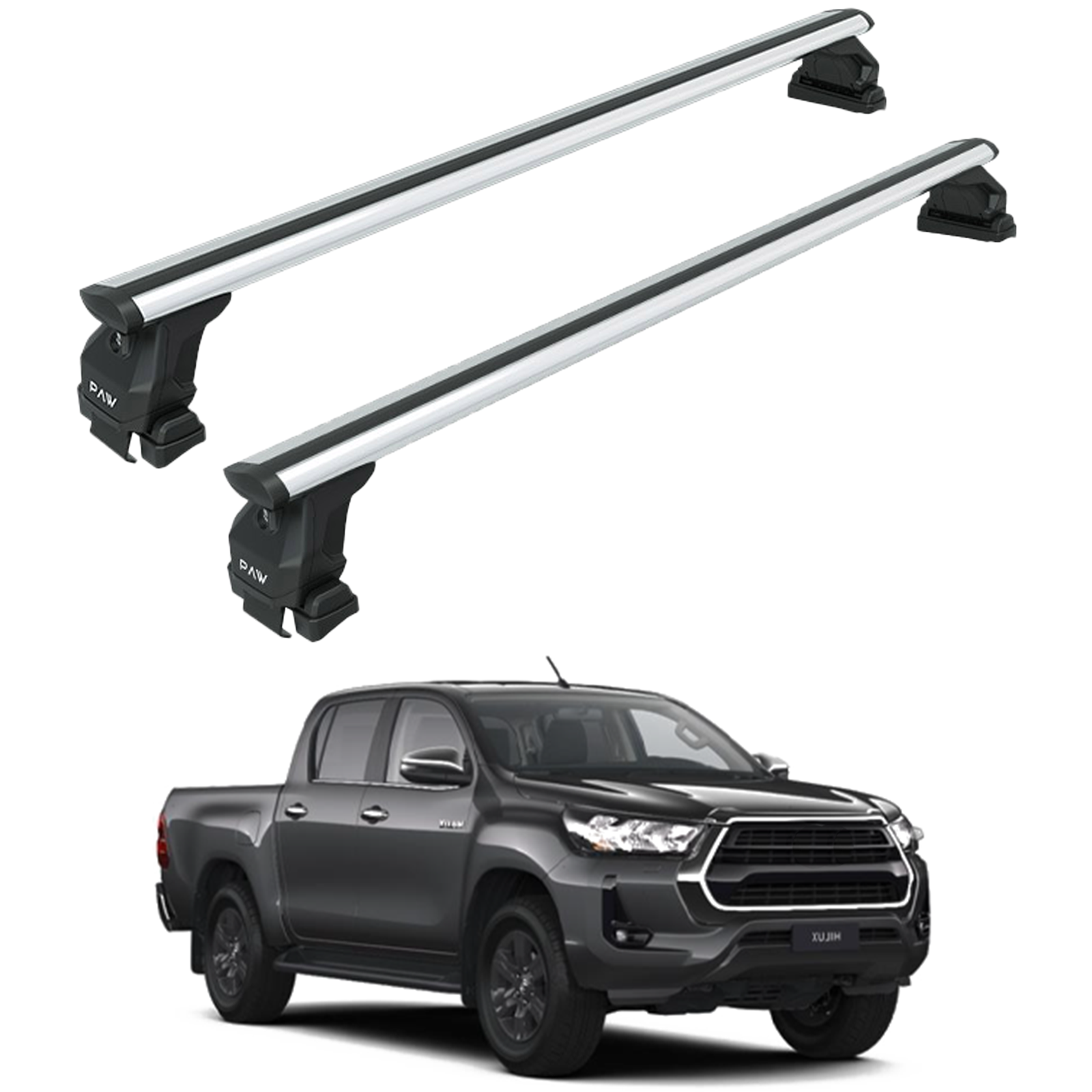 For Toyota Hilux Mk9 2021-2025 Normal Roof Rack Cross Bars Special Series Silver
