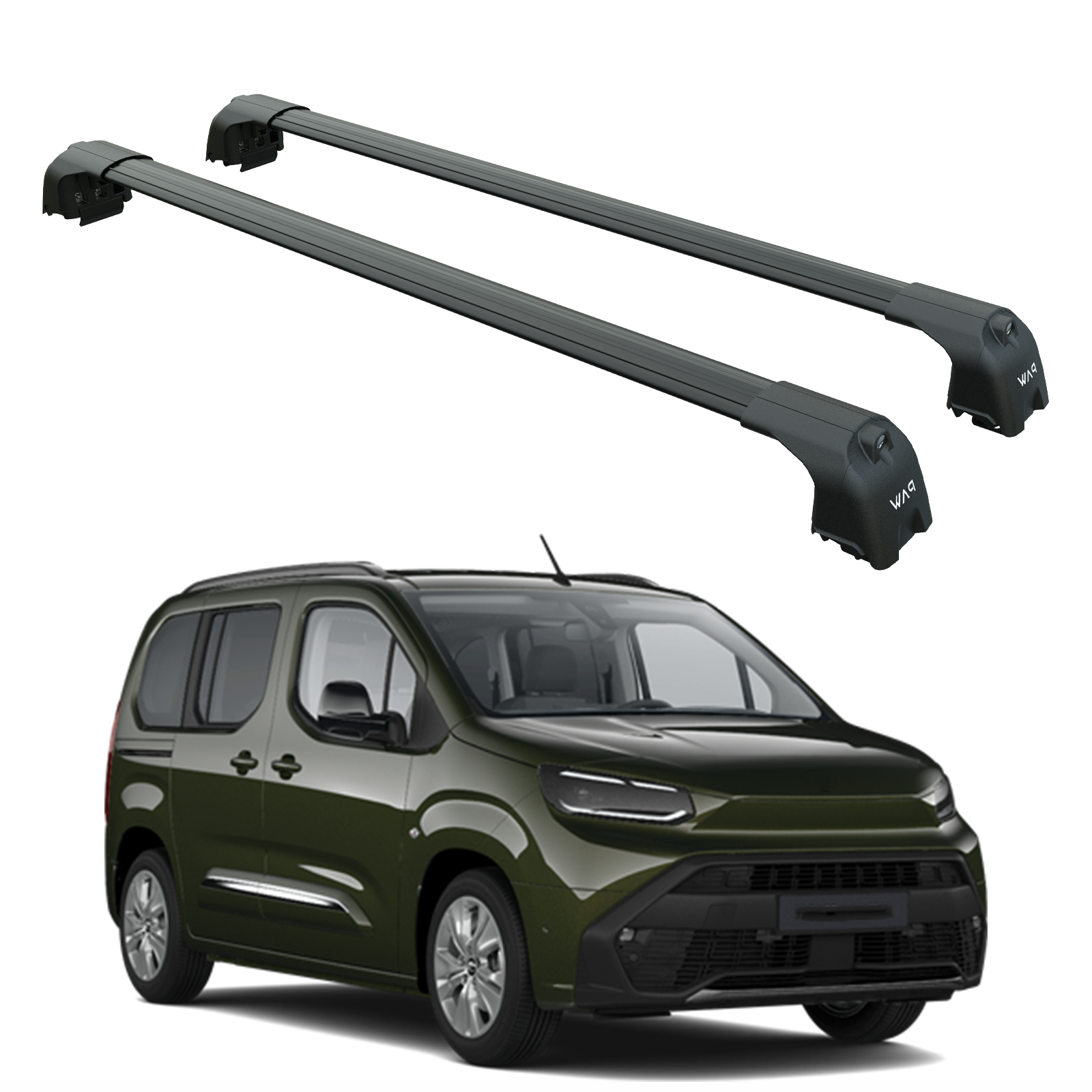 For Toyota ProAce City 2022-2025 Roof Rack System, Aluminum Cross Bar, Flush Rail, Black