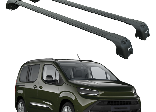 For Toyota ProAce City 2022-2025 Roof Rack System, Aluminum Cross Bar, Flush Rail, Black