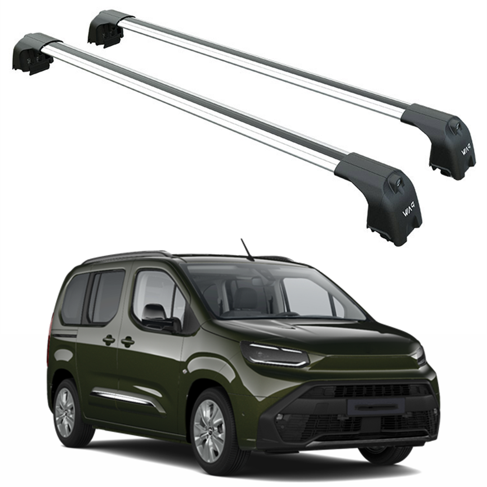 For Toyota ProAce City 2022-2025 Roof Rack System, Aluminum Cross Bar, Flush Rail, Silver