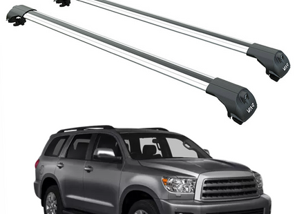 For Toyota Sequoia Roof Rack System, Aluminium Cross Bar, Raised Rail, Silver 2008-2022