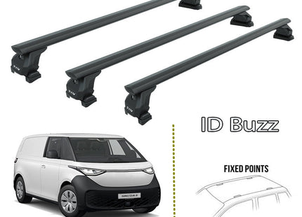 For Volkswagen ID. Buzz Roof Rack Cross Bar Alu Fix Point 3Qty Black