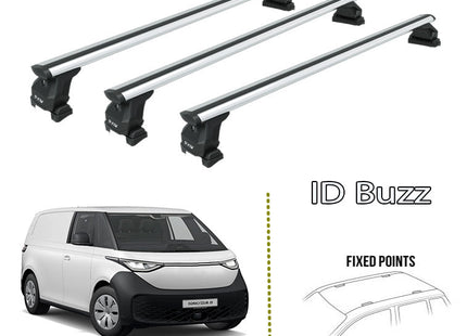 For Volkswagen ID. Buzz Roof Rack Cross Bar Alu Fix Point 3Qty Silver