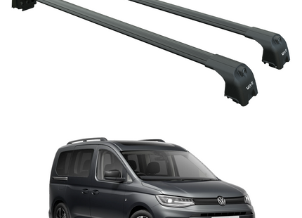 For Volkswagen Caddy V 2020-2025 Aluminium Cross Bar Raised Rail Black