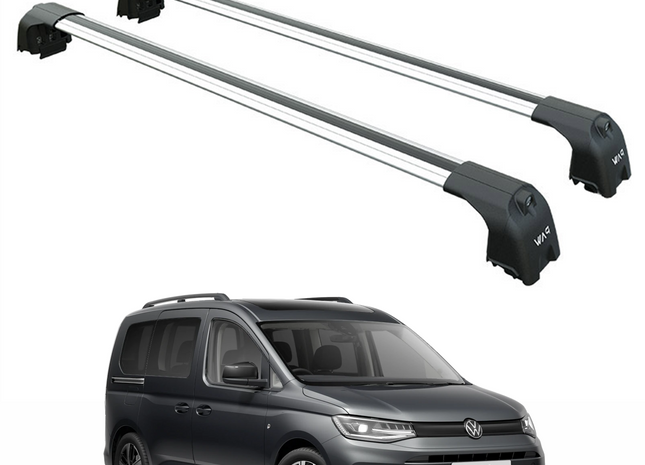 For Volkswagen Caddy Maxi V 2020-2025 Aluminium Cross Bar Raised Rail Silver