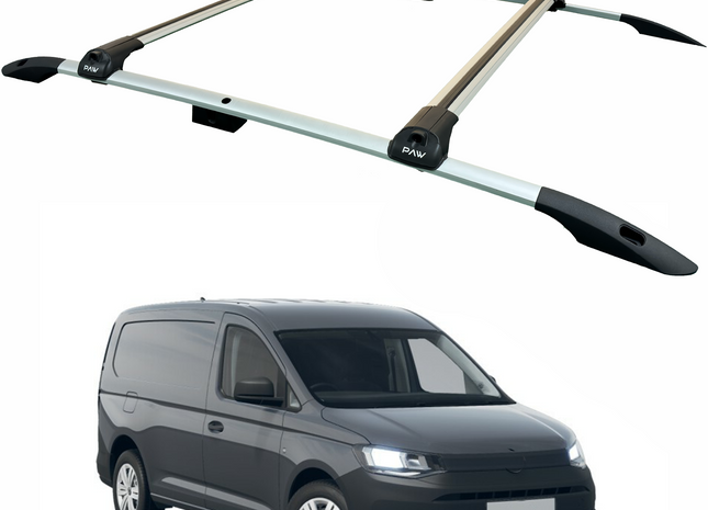 For Volkswagen Caddy V 2020-2025 Roof Rails and Roof Rack Cross Bars Plus Silver