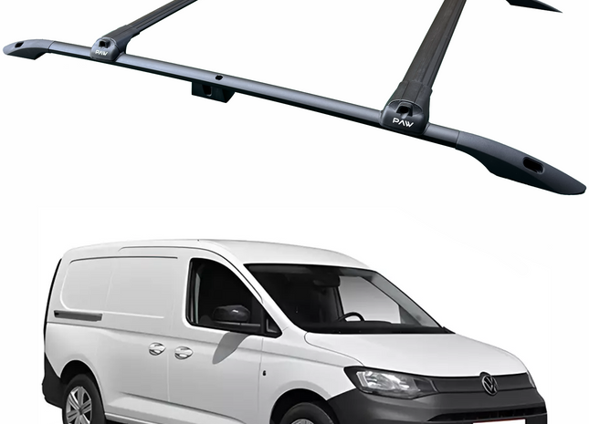 For Volkswagen Caddy V Maxi 2020-2025 Roof Rails and Roof Rack Cross Bars Plus Black