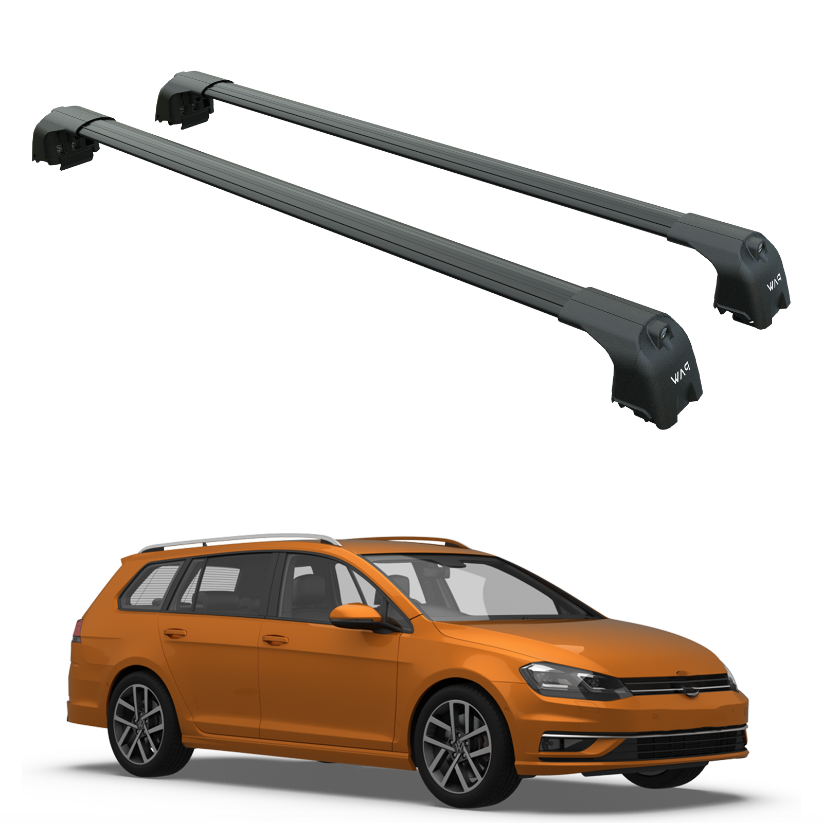 For Volkswagen Golf Alltrack 2014-2020 Roof Rack Cross Bar Raised Rail Black Pro 2