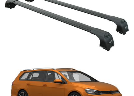 For Volkswagen Golf Alltrack 2014-2020 Roof Rack Cross Bar Raised Rail Black Pro 2