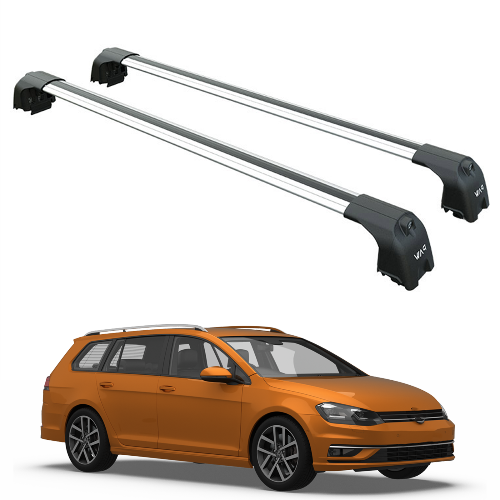 For Volkswagen Golf Alltrack 2014-2020 Roof Rack Cross Bar Raised Rail Silver Pro 2