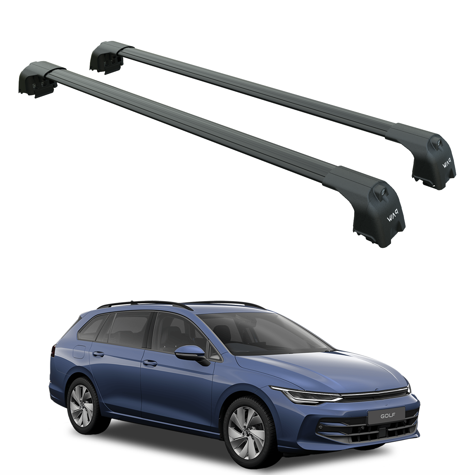 For Volkswagen Golf Alltrack 2020-2025 Roof Rack Cross Bar Raised Rail Black Pro 2