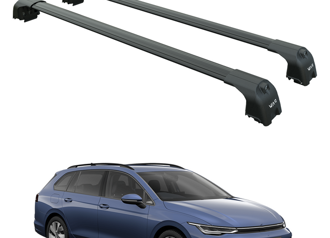 For Volkswagen Golf Alltrack 2020-2025 Roof Rack Cross Bar Raised Rail Black Pro 2