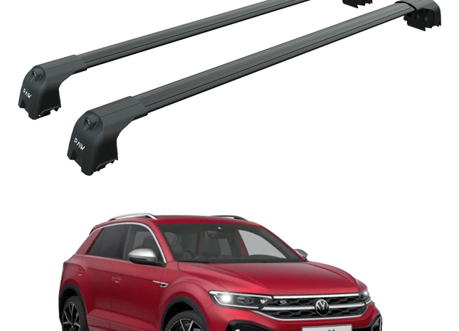 For Volkswagen T-Roc 2017-2025 Roof Rack Cross Bar Raised Rail Alu Black