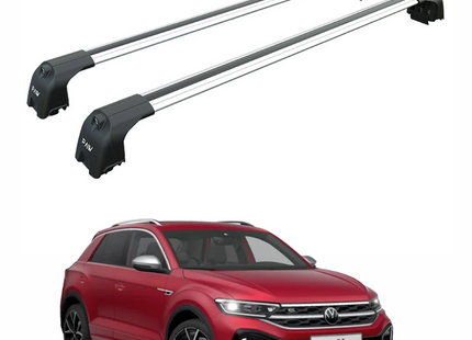 For Volkswagen T-Roc 2017-2025 Roof Rack Cross Bar Raised Rail Alu Silver