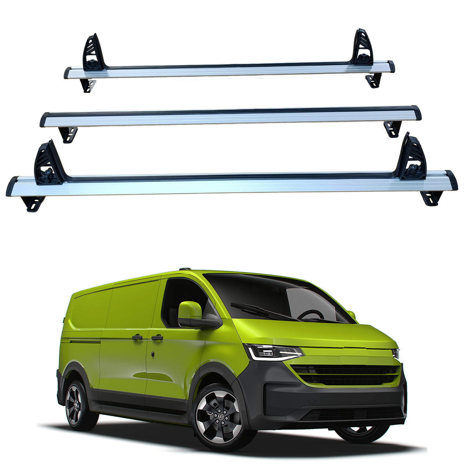Ladder Roof Rack Carrier Cross Bars Aluminum, 3 Qty For Volkswagen Transporter 2024-2025