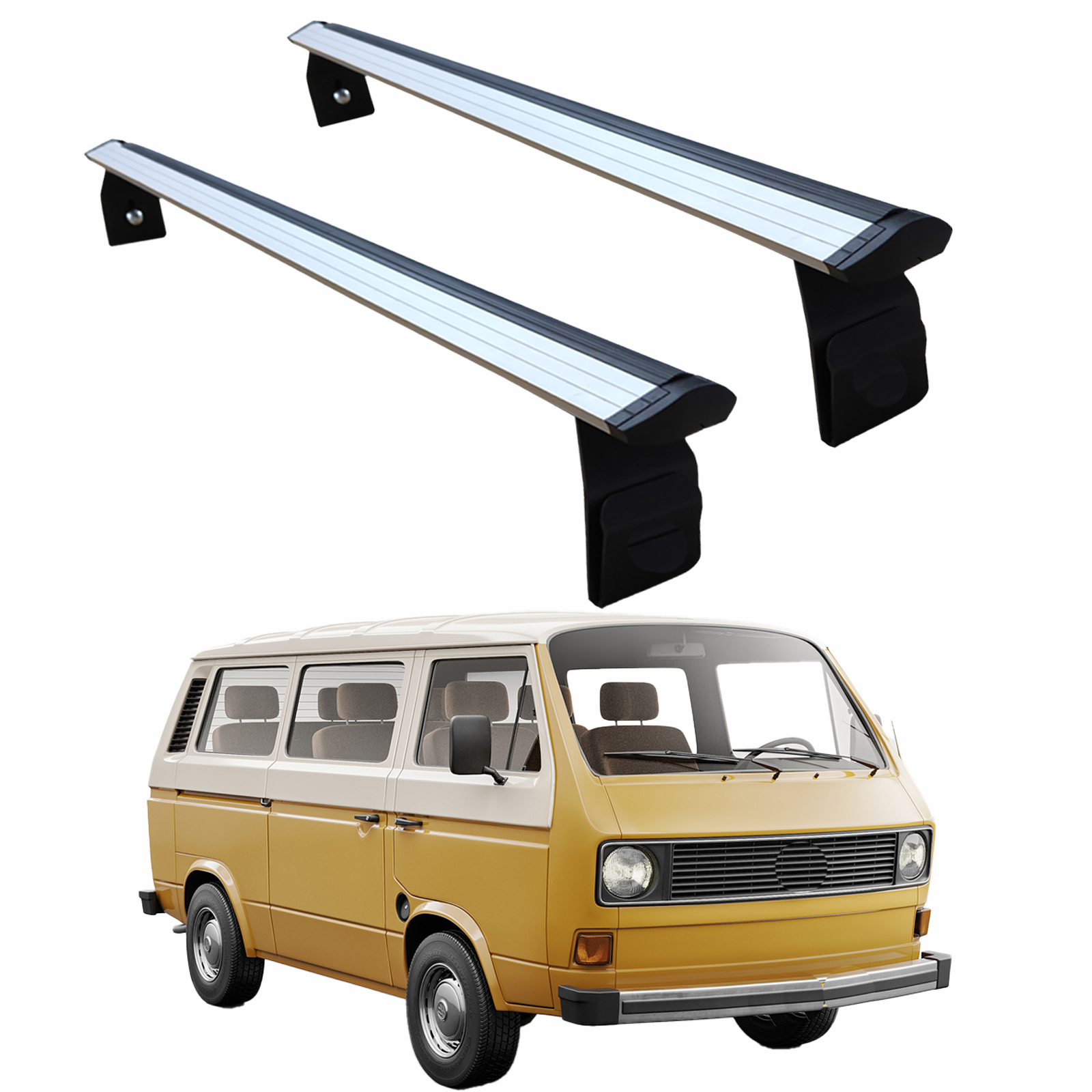 For Volkswagen Transporter T3 1980-1990 Roof Rack Cross Bars Rain Gutters Silver