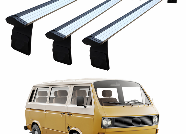 For Volkswagen Transporter T3 1980-1990 Roof Rack Cross Bars Rain Gutters Silver 3 QTY