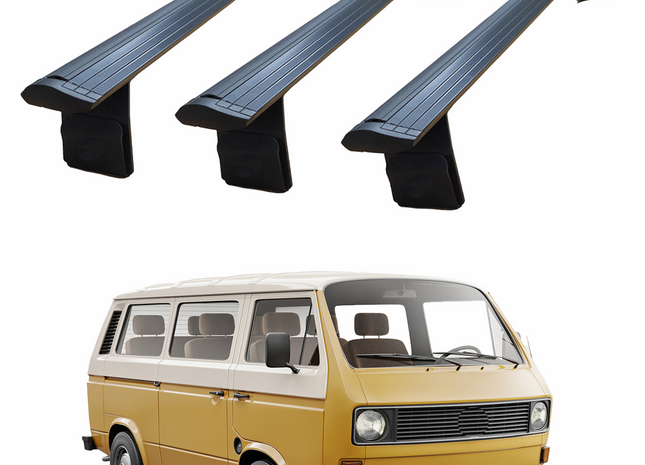 For Volkswagen Transporter T3 1980-1990 Roof Rack Cross Bars Rain Gutters Black 3 QTY