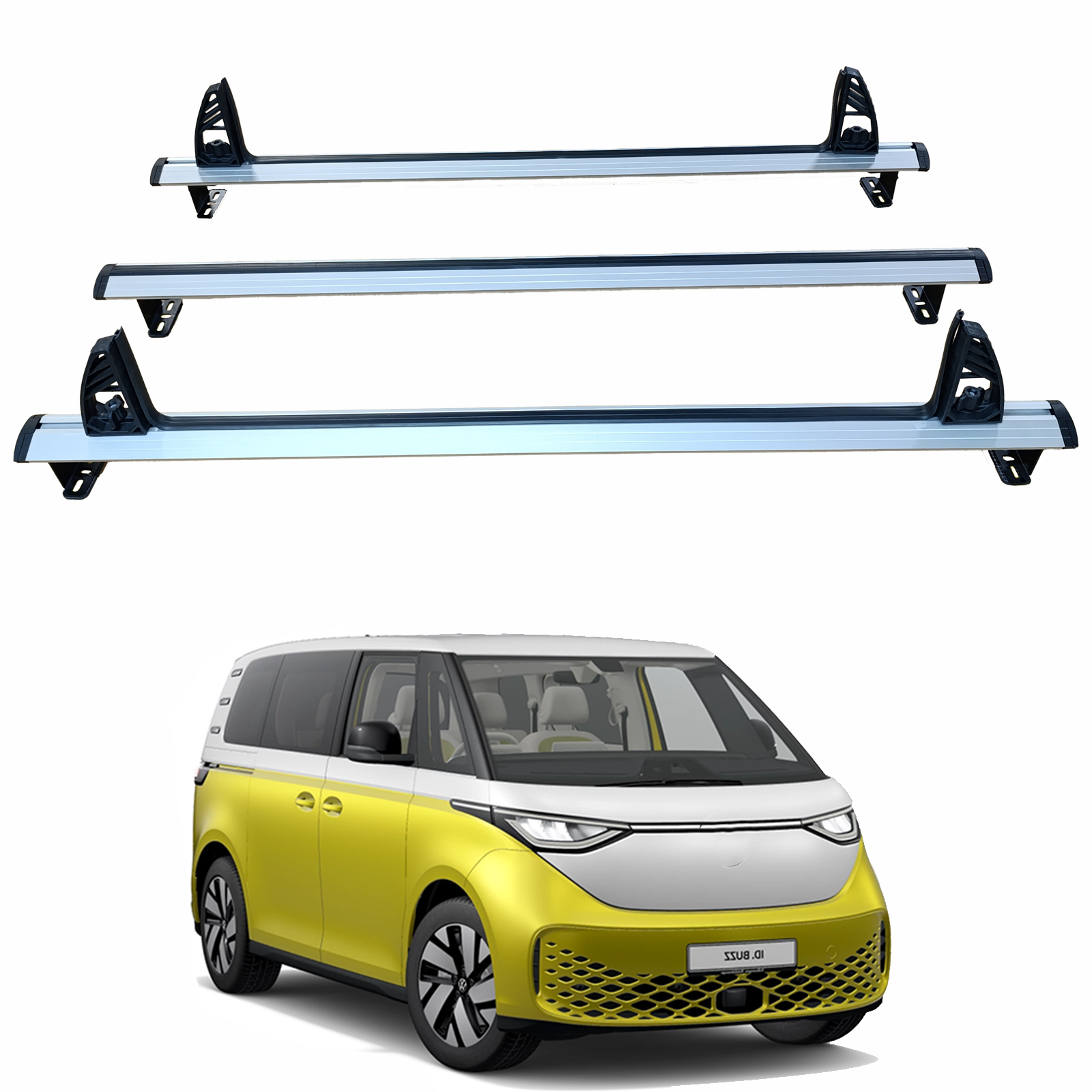 Ladder Roof Rack Carrier Cross Bars Aluminum, 3 Qty For Volkswagen ID. Buzz