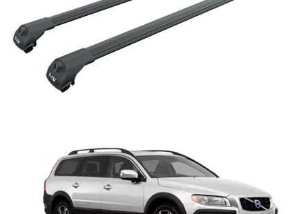 For Volvo V70 - XC70 (P26) 2000-2007 Roof Rack Cross Bar Raised Rail, Black