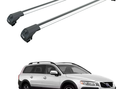 For Volvo V70 - XC70 (P26) 2000-2007 Roof Rack Cross Bar Raised Rail, Silver
