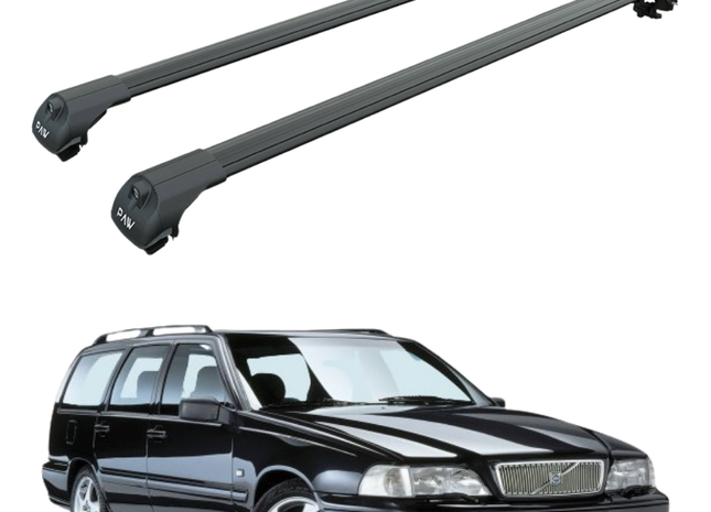 For Volvo V70-XC70 (P24) 1996-2000 Roof Rack Cross Bar Raised Rail Black