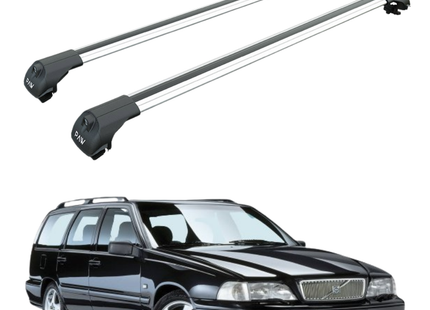 For Volvo V70-XC70 (P24) 1996-2000 Roof Rack Cross Bar Raised Rail Silver