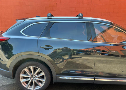 Compatible with Mazda CX 9 TC Roof Rack Cross Bars Flush Rail Alu Silver 2016-Up