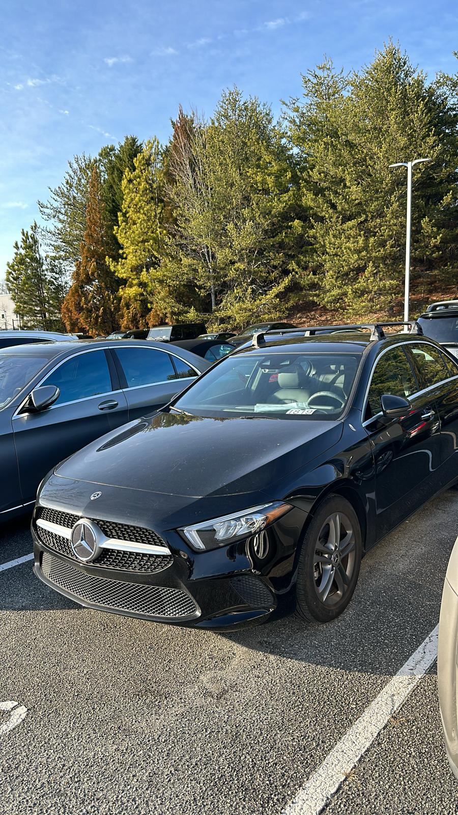 For Mercedes Benz A Sedan W177 2018-Up Roof Rack Cross Bars Fix Point Alu Black