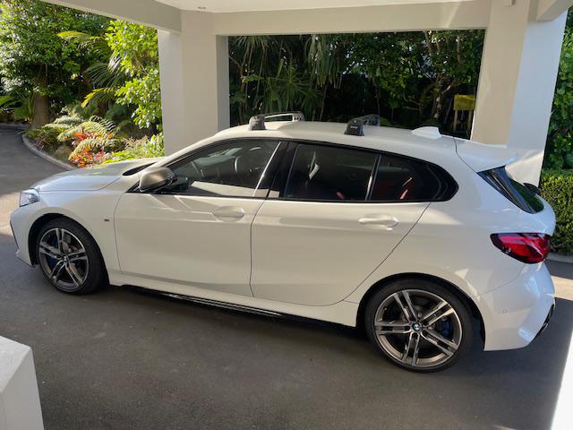 For BMW 1 Series F40 2020-Up Roof Rack System, Aluminium Cross Bar, Metal Bracket, Fix Point, Silver