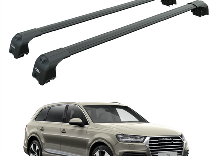 For Audi Q7 2016-2025 Roof Rack Cross Bars Flush Rails Alu Black