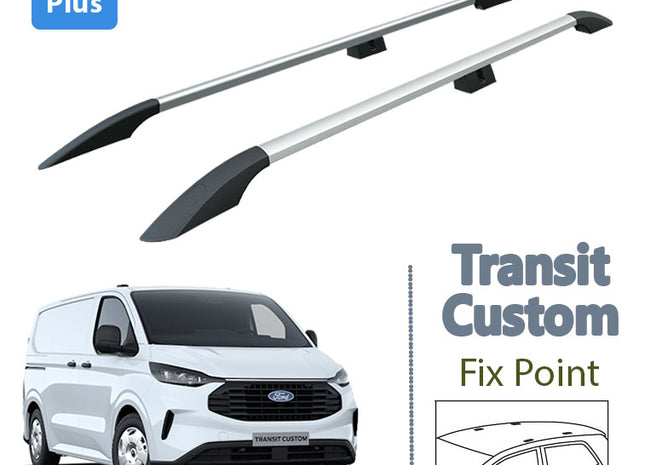 Roof Rails For Ford Transit Custom Van LWB Silver 2023- Up
