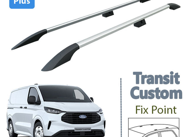 Roof Rails For Ford Transit Custom Van Swb Silver 2023- Up