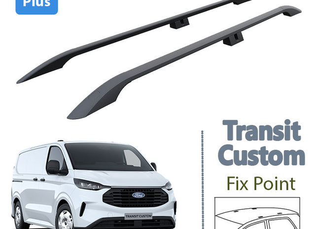 Roof Rails For Ford Transit Custom Van LWB Black 2023- Up