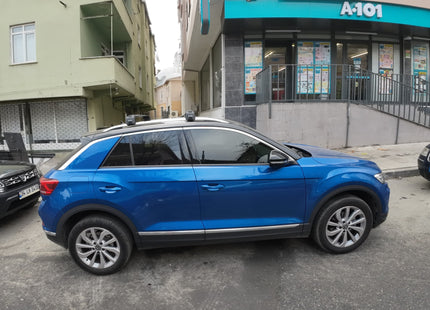 For Volkswagen T-Roc 2017-2025 Roof Rack Cross Bar Raised Rail Alu Black