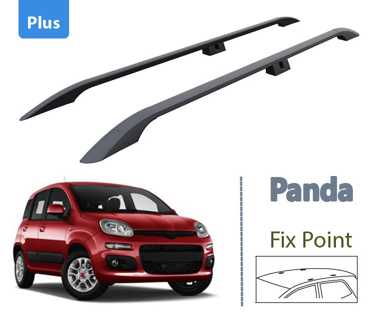 For Fitting Roof Racks, Roof Boxes or Roof Bike Racks Compatible with Fiat Panda 319 Black 2003- Up