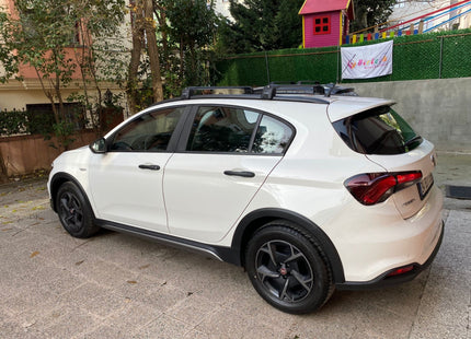 For Fiat Tipo 2015-2025 Roof Rack System, Aluminium Cross Bar, Lockable, Silver