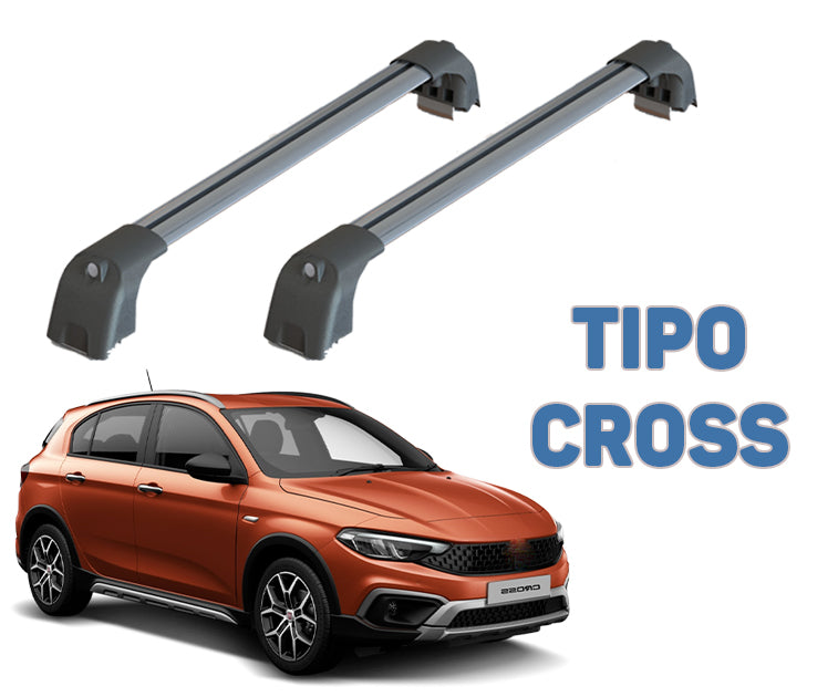 For Fiat Tipo 2015-2025 Roof Rack System, Aluminium Cross Bar, Lockable, Silver